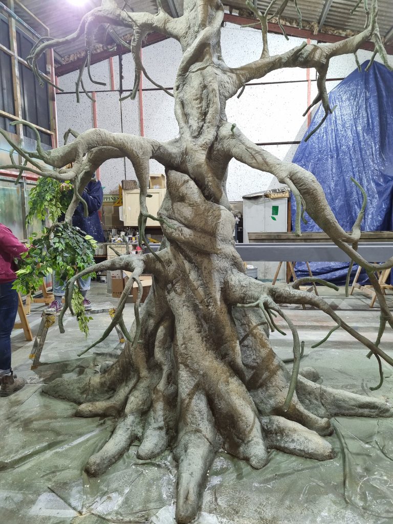 Sculpted tree in the workshop